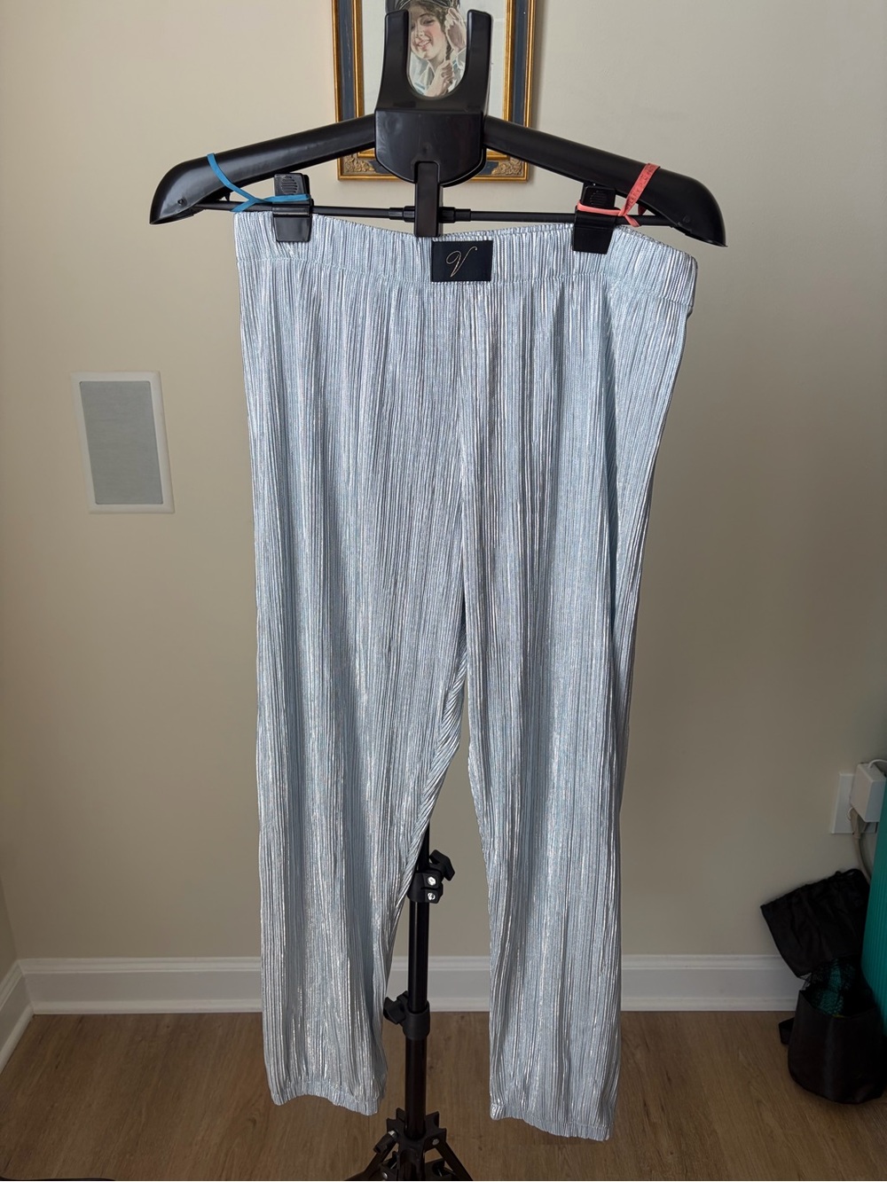 NWT Victoria's Secret M Silver Pleated Metallic Pajama Pants